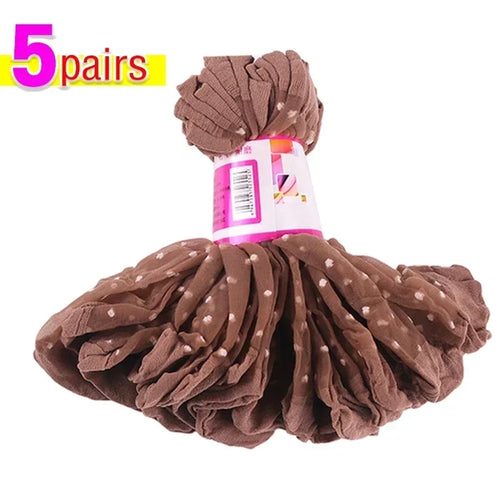 Women's Silk Summer Socks Transparent Dot Lace Short - Breathable