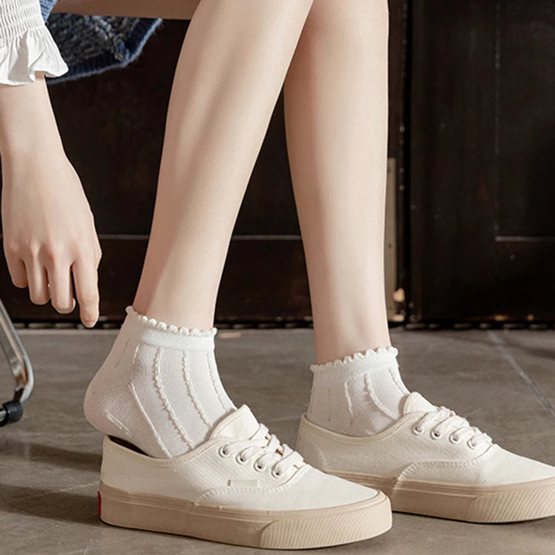 5 Pairs/Lot Summer Short Women White Socks Low Tube Cool Socks Set