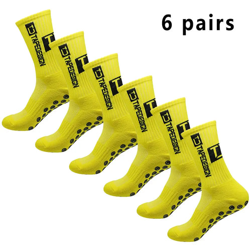 6 pairs of football socks sports socks men's mid-calf socks silicone