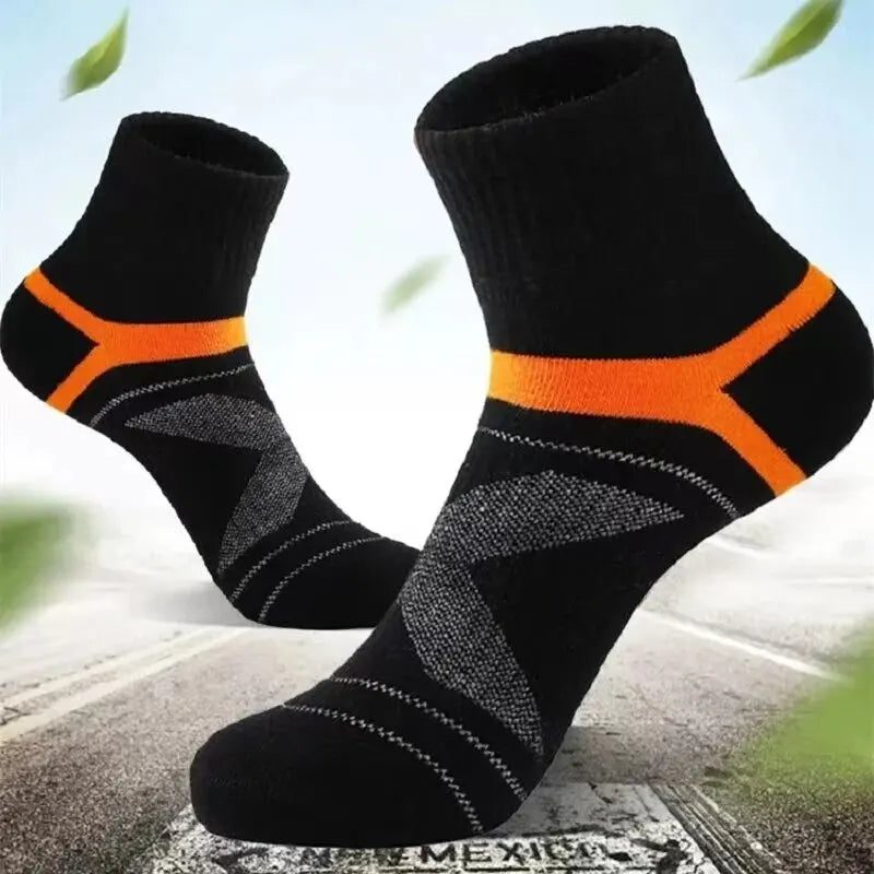 5 Pairs Lot Men's Socks Black Sports Socks Casual Run Autumn Winter