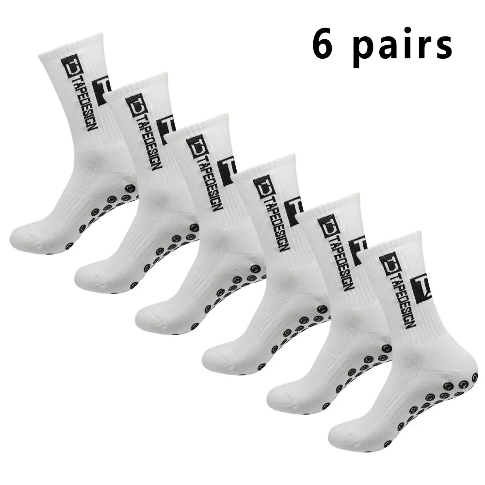 6 pairs of football socks sports socks men's mid-calf socks silicone