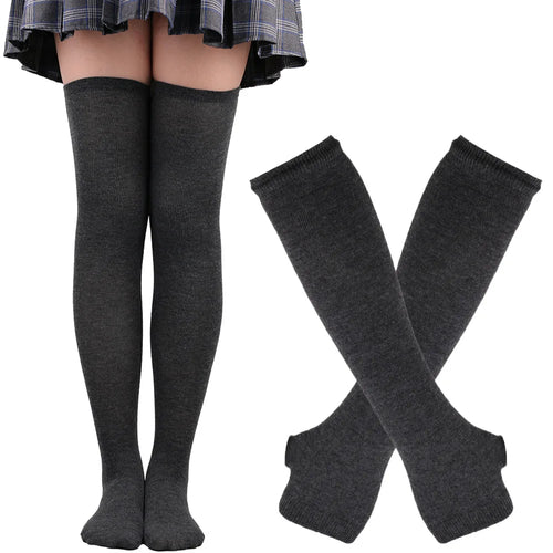 1 Set Women Girls Over Knee Long Stripe Printed Thigh High Cotton