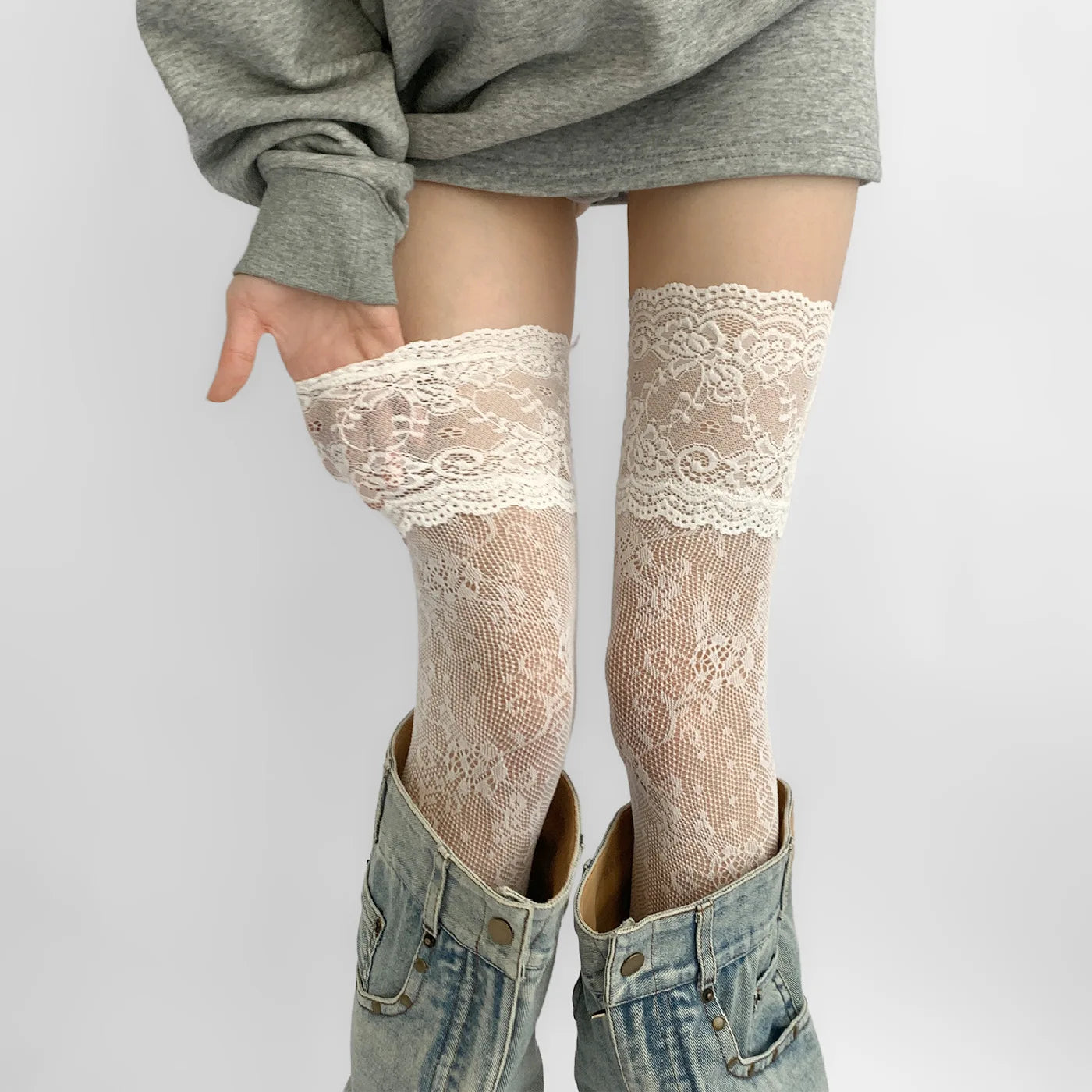 1/3pairs Women Flower Lace Fishnet Thigh High Stockings Women's Sexy
