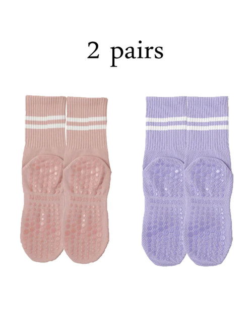 1 pair of yoga socks, medium tube socks, non slip silicone indoor