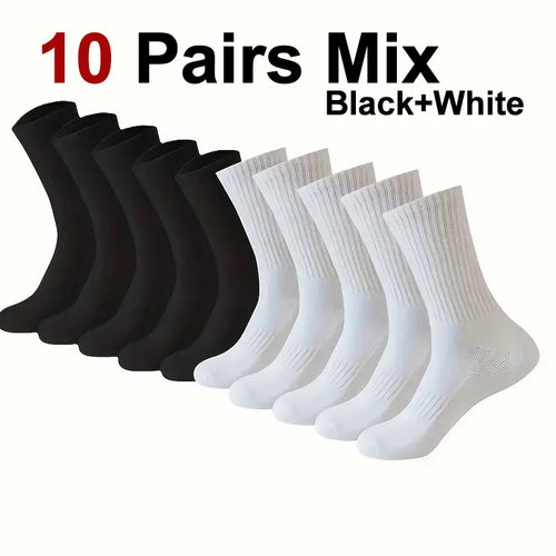 5/10/20 Pairs Neutral Solid Color Round Neck Socks Spring Autumn Sweat