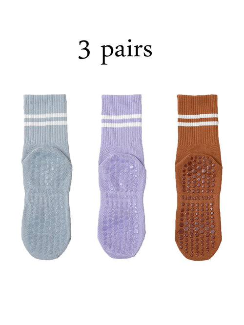 1 pair of yoga socks, medium tube socks, non slip silicone indoor