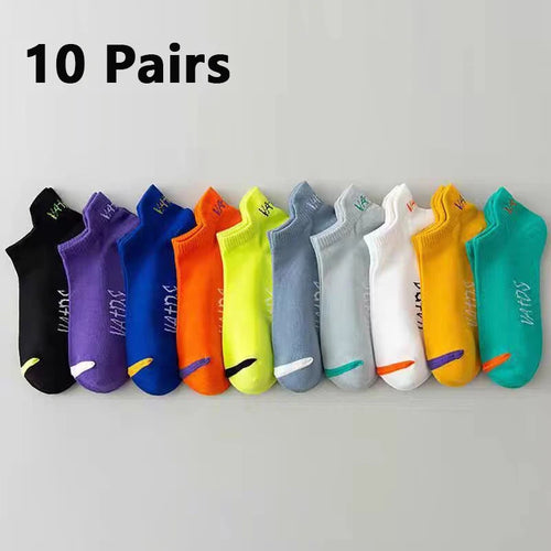 5 Pairs Men Bright Colored Ankle Socks Breathability Fashionable