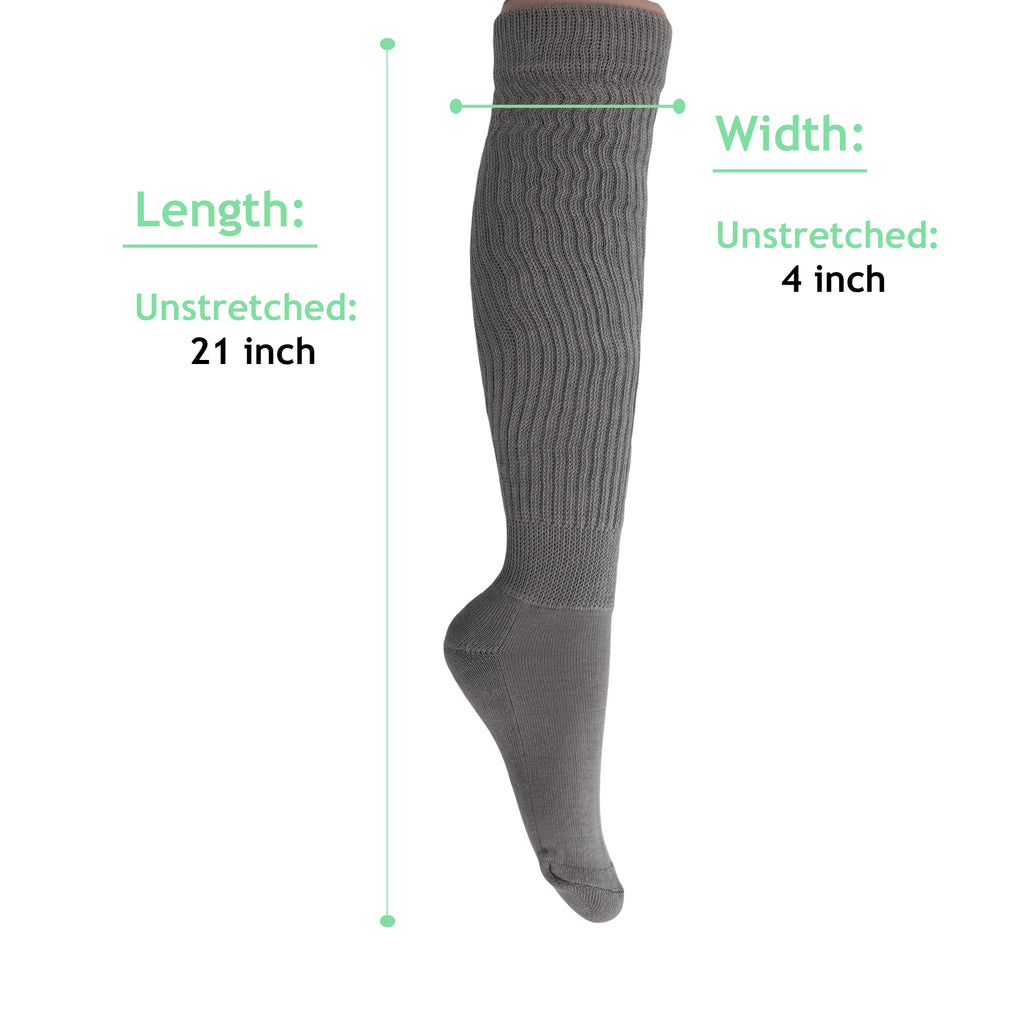 Gray Slouch Socks for Women Knee High Socks Shoe Size 5 to 10.